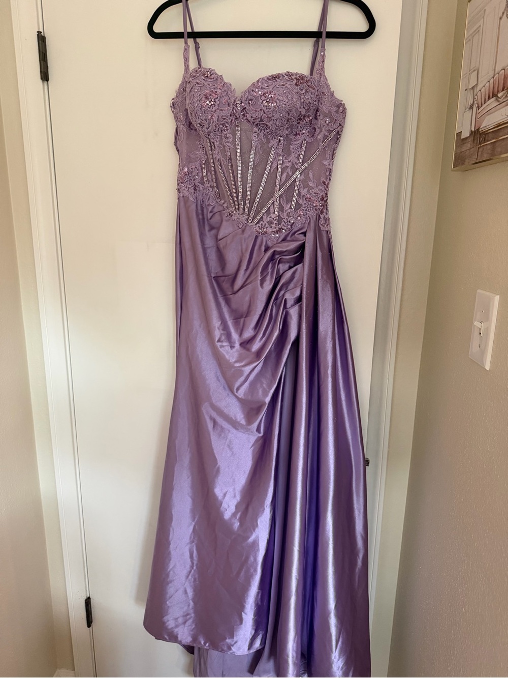 Lavender Lace Bodice Evening Gown - Women Dresses - Picture 2 of 4